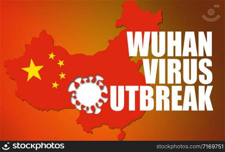 Wuhan coronavirus 2019-nCoV concept. An outbreak occurs in Wuhan, China. 3d rendering