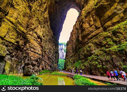 Wulong Karst limestone rock formations in Longshui Gorge Difeng, an important constituent part of the Wulong Karst World Natural Heritage. China