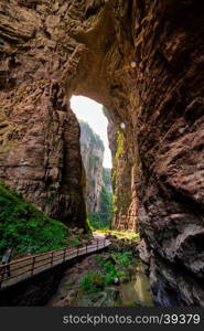 Wulong Karst limestone rock formations in Longshui Gorge Difeng, an important constituent part of the Wulong Karst World Natural Heritage. China