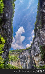 Wulong Karst limestone rock formations in Longshui Gorge Difeng, an important constituent part of the Wulong Karst World Natural Heritage. China