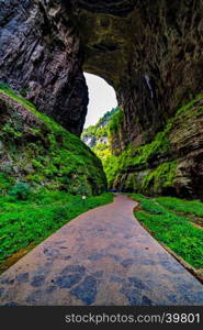 Wulong Karst limestone rock formations in Longshui Gorge Difeng, an important constituent part of the Wulong Karst World Natural Heritage. China