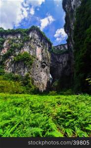 Wulong Karst limestone rock formations in Longshui Gorge Difeng, an important constituent part of the Wulong Karst World Natural Heritage. China