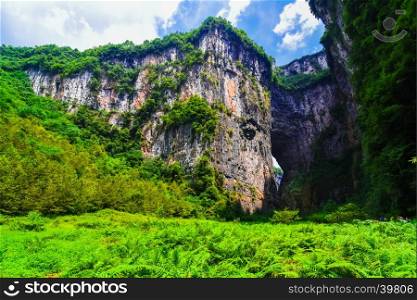 Wulong Karst limestone rock formations in Longshui Gorge Difeng, an important constituent part of the Wulong Karst World Natural Heritage. China