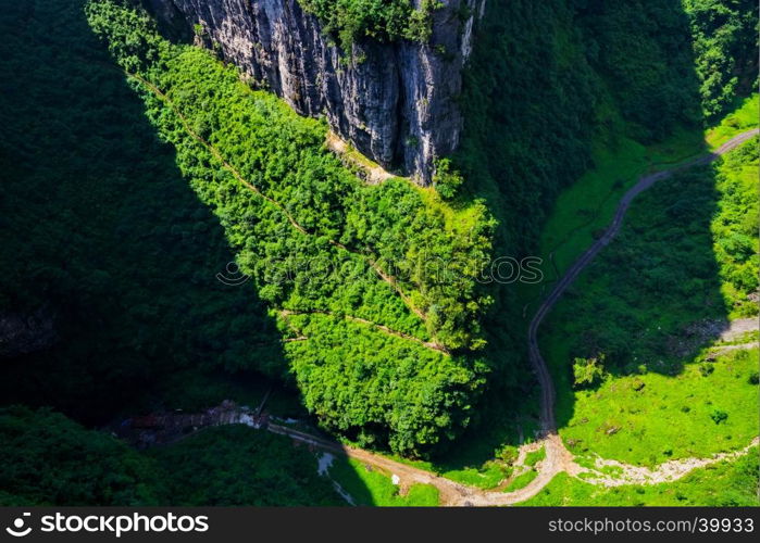 Wulong Karst limestone rock formations in Longshui Gorge Difeng, an important constituent part of the Wulong Karst World Natural Heritage. China