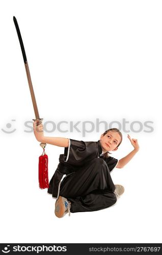 Wushu girl with sword