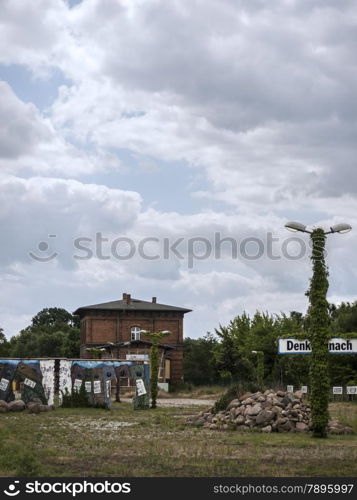 Wusterhausen-Bahnhof-Denkmal. Brandenburg; Ostprignitz-Ruppin; Ruppin County; Prignitz; Germany; Wusterhausen - old station