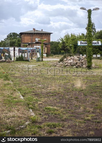 Wusterhausen-Bahnhofsplatz. Brandenburg; Ostprignitz-Ruppin; Ruppin County; Prignitz; Germany; Wusterhausen - old station