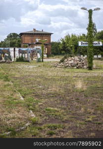 Wusterhausen-Bahnhofsplatz. Brandenburg; Ostprignitz-Ruppin; Ruppin County; Prignitz; Germany; Wusterhausen - old station