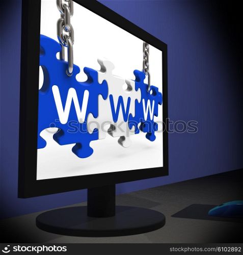 WWW On Monitor Shows Internet And Websites Browsing