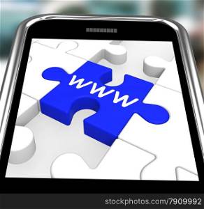 . WWW On Smartphone Showing Internet Browsing And Online Websites