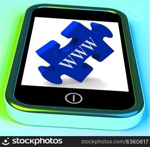 . WWW Smartphone Showing Internet Web And Online