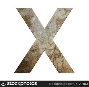 x letter cracked cement texture isolate