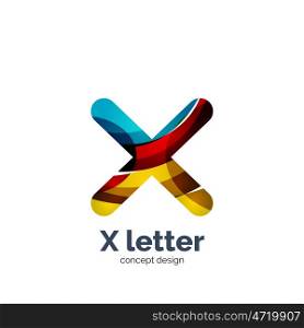 X letter logo, modern abstract geometric elegant design, shiny light effect. Created with flowing waves