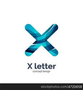 X letter logo, modern abstract geometric elegant design, shiny light effect. Created with flowing waves