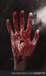 &#x9;Human hand with blood. Halloween theme.