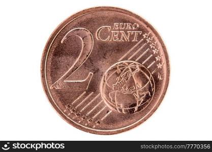 &#x9;Two euro cent isolated on white background