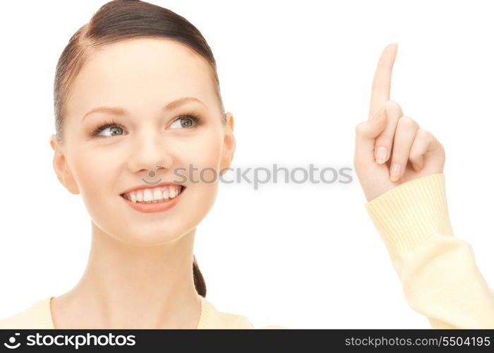 &#xA;picture of attractive young woman with her finger up&#x9; &#xA;