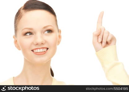 &#xA;picture of attractive young woman with her finger up&#x9; &#xA;