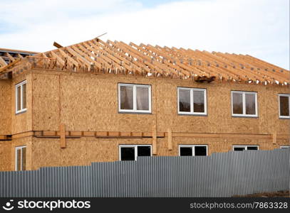 &#xA;Second floor and roof of a new house during construction&#xA;