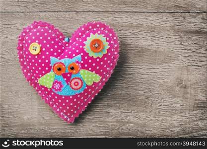 &#xA;Valentines Day heart on wooden background in retro style