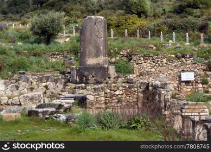 Xanthos obelisk and old ruins, West Turkey