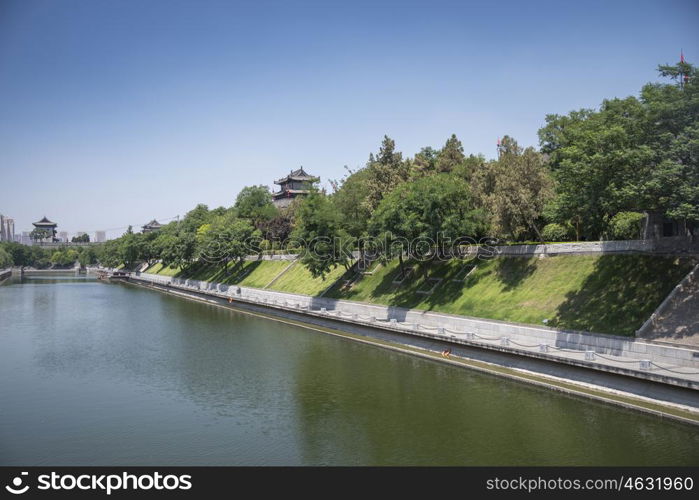 Xian city wall. The largest monument of Chinese architecture. Xian city wall.