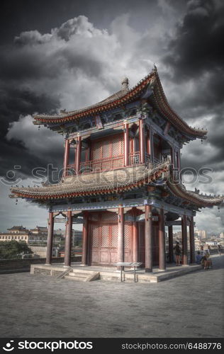 Xian city wall. The largest monument of Chinese architecture. Xian city wall.