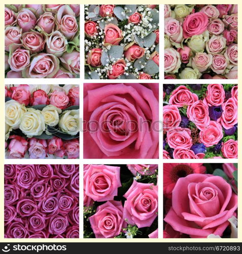 XL-collage made from 9 different high resolution pink rose images