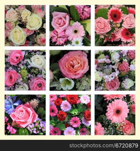 XL-collage , mixed pink flower arrangement, 9 high resolution images