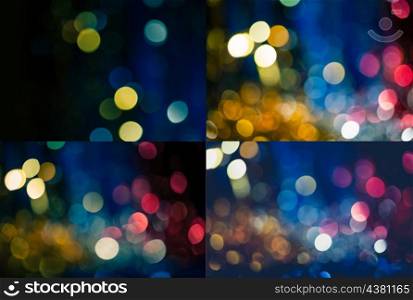 Xmas bokeh. Set of four holiday blurred backgrounds