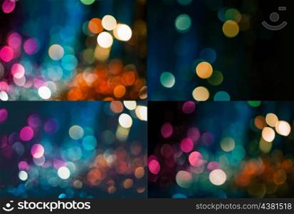 Xmas bokeh. Set of four holiday blurred backgrounds
