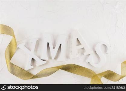xmas inscription with gold ribbon