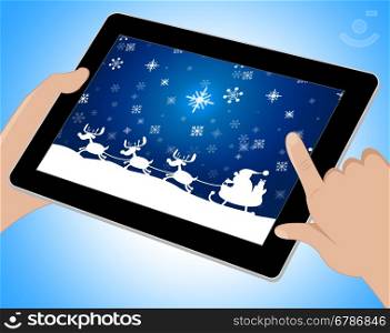 Xmas Reindeer Meaning New Year And Snow Tablet