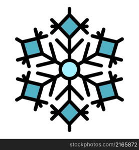 Xmas snowflake icon. Outline xmas snowflake vector icon color flat isolated. Xmas snowflake icon color outline vector