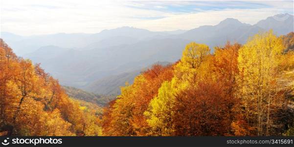 xxxl panorama of a Balkan Mountains in the fall
