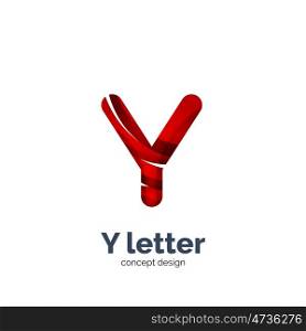 Y letter logo, modern abstract geometric elegant design, shiny light effect. Created with flowing waves
