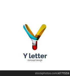 Y letter logo, modern abstract geometric elegant design, shiny light effect. Created with flowing waves
