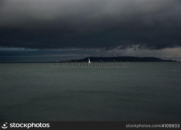 Yacht at sea in Dun Laoghaire, Dubline, Eire