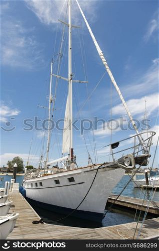 Yacht moored at dock