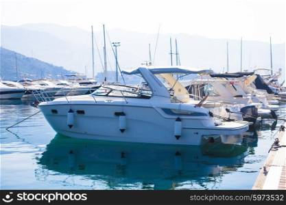 Yacht parking in the Adriatic Sea, Budva, Montenegro