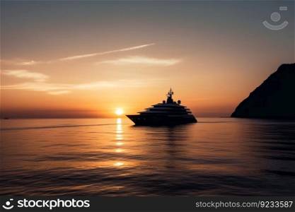 Yacht sea sunset trip. Party water cruise. Generate Ai. Yacht sea sunset trip. Generate Ai