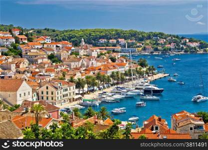 Yachting waterfront of Hvar island in Dalmatia, Croatia