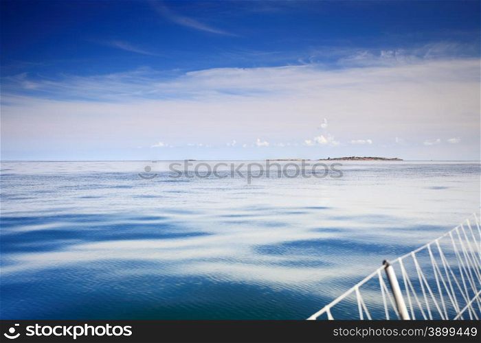 Yachting yacht sailboat sailing in baltic sea blue sky sunny day summer vacation. Tourism luxury lifestyle.