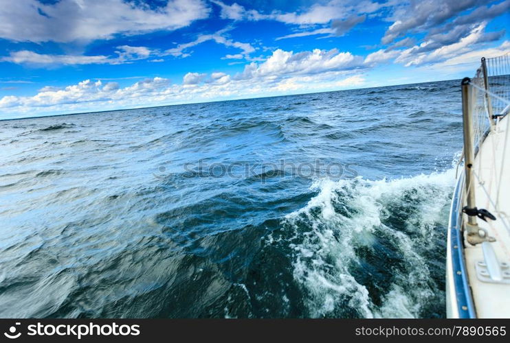 Yachting yacht sailboat sailing in baltic sea blue sky sunny day summer vacation. Tourism luxury lifestyle.