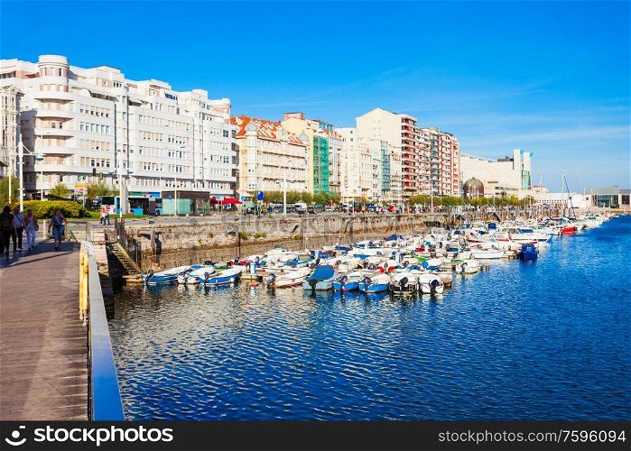 Yachts and boats at the Bay of Santander in Santander city, capital of Cantabria region in Spain