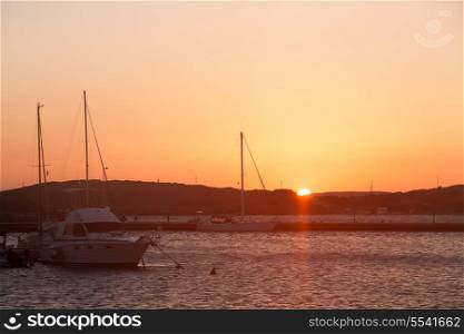 Yachts in the bay at sunrise&#xA;