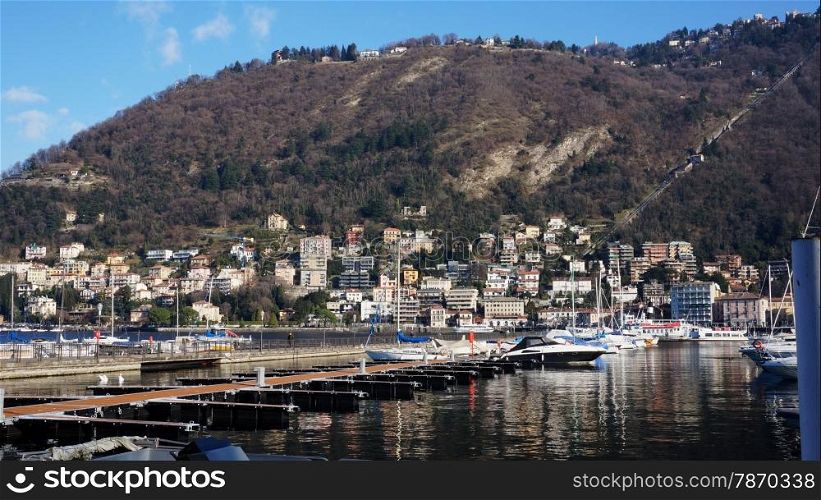 Yachts on their monrings, Tremezzo, Lake Como, Lombardy, Italy, Europe