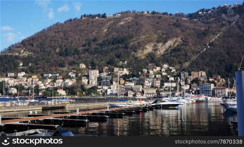 Yachts on their monrings, Tremezzo, Lake Como, Lombardy, Italy, Europe