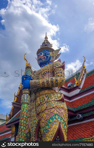 Yaksha statue in Grand Palace complex, Bangkok, Thailand. Yaksha statue, Grand Palace, Bangkok, Thailand