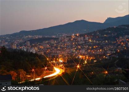 Yalta city lights. Crimea, Ukraine